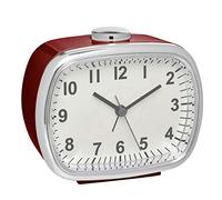 TFA Dostmann 60.1032.05 Retro Analogue Alarm Clock with Snooze Function, Wine Red, L115 x W65 x H125 mm