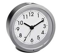 TFA Dostmann 60.1034.01 Analogue Clock with Sweep Movement Night Light Alarm with Snooze Function Black, (L) 103 x (B) 39 x (H) 99 mm