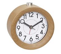 TFA Dostmann 60.1039.05 Wooden Analogue Alarm Clock, Quiet Movement, Beech, Alarm with Snooze Function, Brown, 105 x 44 x 100 mm