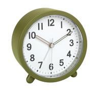 TFA Dostmann 60.1043.04 Analogue Alarm Clock Battery Operated with Quartz Clock Non Ticking for Bedroom/Living Room/Kitchen with Snooze Function Including Backlight Olive Green