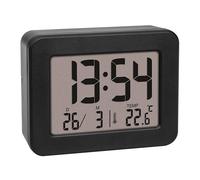 TFA Dostmann 60.2044.01 Digital Mini Alarm Clock, Battery Operated, with Loud Alarm Clock, Indoor Temperature, Date, Quartz Clock, Rice Alarm Clock, Black