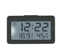 TFA Dostmann 60.2045.10 Mini Digital Alarm Clock with Alarm, Thermometer and Hygrometer, Ideal as Travel Clock, Quartz Clock, Table Clock, Small and Compact, Grey
