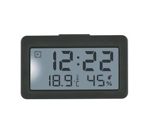TFA Dostmann 60.2045.10 Mini Digital Alarm Clock with Alarm, Thermometer and Hygrometer, Ideal as Travel Clock, Quartz Clock, Table Clock, Small and Compact, Grey