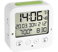 TFA Dostmann Radio-Controlled Digital Alarm Clock 60.2528.02 White/Green EU Plug
