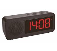 TFA Dostmann 60.2546.01 Radio Alarm Clock with Radio Function High-Contrast Display and Charging Function for Mobile Devices Plastic Black L170 x W105 x H110 mm