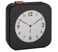 TFA Dostmann 60.2555.01 Wireless Alarm Clock with LCD Display with Analogue Time Display Ideal as Travel Alarm Clock Black/Red Plastic (L) 72 x (W) 27 x (H) 77 mm