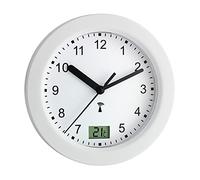 TFA Dostmann 60.3501 Analogue Splash-Proof Wireless Bathroom Clock with Temperature Display (White)