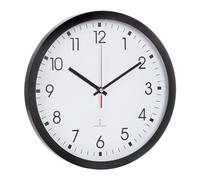 TFA Dostmann 60.3522 Analogue Radio Controlled Wall Clock with Second Hand Glass Cover Large Dial, 30 cm Diameter (Black)