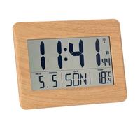 TFA Dostmann 60.4519 Radio-controlled digital wall clock with indoor temperature, day of the week (8 languages), date, time zone setting, plastic, (L) 215 x (W) 160 x (H) 26 (68) mm