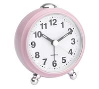 TFA Dostmann Analog Travel Silent Hands Retro Alarm Clock, Pink, L 83 x B 53 x H 92 mm