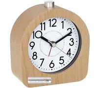 TFA Dostmann Analogue Alarm Clock 60.1038.05 Beech Silent Movement Backlight Alarm Brown with Battery