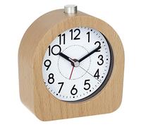 TFA Dostmann Analogue Alarm Clock, Beech, 60.1038.05, Silent Movement, Backlight, Wake Up Alarm, Brown, 108 x 44 x 101 mm
