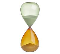 TFA Dostmann Analogue Hourglass, 18.6010.02.41, Running time Approx. 30 Minutes Glass Table Clock Decoration Orange Green, Sand, (L) 90 x (B) 90 x (H) 230 mm