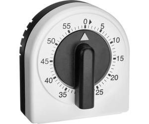 TFA Dostmann Analogue Kitchen Timer, 38.1041, Egg Clock, adjustable up to 60 min, mechanical, without Batteries, Black-White