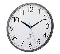 TFA Dostmann Analogue Radio-Controlled Wall Clock, 60.3549.10, with Plastic Frame, 30 cm Diameter, Kitchen Clock, Blue Second Hand, White/Grey