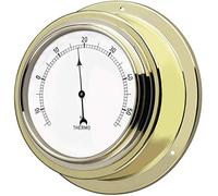 TFA Dostmann Analogue Thermometer Brass, 19.2015, Made in Germany, for Room Temperature, in Maritime Design, Polished, Multi-Colour, 0.8 x 16 x 6.5 cm