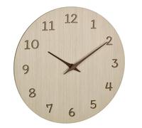 TFA Dostmann Analogue Wall 60.3072.01 with 3D Numerals and Hands Wooden Clock for Kitchen/Living Room/Office Decorative Object Battery Operated 30 cm Diameter Light Wood, Engineered, Brown