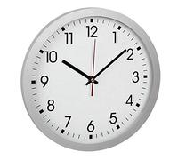TFA Dostmann Analogue wall clock, 60.3035.02, with second hand, glass cover, easy to read, silver