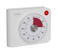 TFA Dostmann Battery Operated Analog Timer 38.2058.02 with Extra Loud Alarm and Flashing Indicator 60 Minutes Kitchen Timer Sport Exam Safe Magnetic White