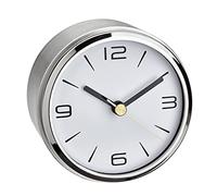 TFA Dostmann Camino 60.1036.55 Table Clock Modern Small Analogue Elegant Design Non-Slip Aluminium Silver, Plastic, (L) 94 x (B) 94 x (H) 61 mm