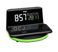 TFA Dostmann Charge-IT Wireless Digital Alarm Clock, 60.2028.01, with Wireless Charging Station (Qi) for Smartphones, with Date and Room Temperature, with Colour Display, Alarm with Snooze Function,