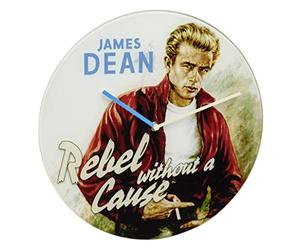 TFA Dostmann Cinema Legends James Dean 60.3059.12 Vintage Glass Analogue Wall Clock Diameter 30 cm Beige