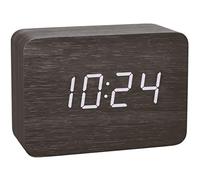 TFA Dostmann Clocco Design Radio-Controlled Alarm Clock in Wood Look, 60.2549.01, Plastic, White/Black, L 100 x W 41 x H 70 mm