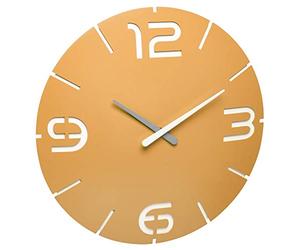 TFA Dostmann Contour Design, 60.3536.07, Radio-Controlled Wall Clock with Numbers and Hour Markers, Yellow, Black/White, Ø 350 x (H) 35 mm