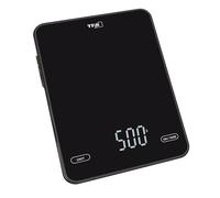 TFA Dostmann Digital Kitchen Scales Rechargeable USB C 10 kg Pancake, 50.2010, 1g Resolution, ON/OFF Switch, Household Scales with LED Display, Tare Function, Food Scale, Sensor Touch Buttons, Black