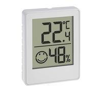 TFA Dostmann Digital Mini Thermo-Hygrometer, 30.5039.02, Room Thermometer, Temperature and Humidity Meter with Smiley Comfort Zones, White