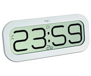 TFA Dostmann Digital radio-controlled clock BimBam, 60.4514.02, with hourly chime (Big Ben, bells, birds, cuckoo, singing bowl), large display, white