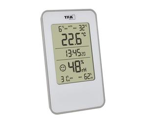 TFA Dostmann digital thermo-hygrometer, 30.5057, for indoor use, humidity meter with room thermometer, to prevent mold, suitable for living room, garage, bedroom, 72 x16x120 mm, white