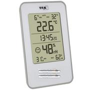TFA Dostmann Digital Thermo-Hygrometer, 30.5057, hygrometer with room thermometer, to prevent mold, suitable for living room, garage, bedroom, 72x16x120 mm (white with batteries)