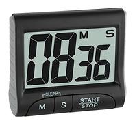 TFA Dostmann Digital Timer Stopwatch 38.2021.01 Multifunction Countdown Clock to 99min/59s Electronic Egg Timer Display Memory Large Digits with Magnet/Stand Black