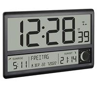TFA Dostmann Digital XL Radio Controlled Wall Clock with Sunrise and Sunset Alarm Large Digits Moon Phase Silent Black 60.4524.01