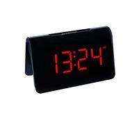 TFA Dostmann ICON 60.2543.05 Digital Radio-Controlled Alarm Clock with Individual Snooze Duration, 2 Brightness Levels, Very Bright Red LED Numbers, Radio-Controlled Clock, Black