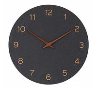 TFA Dostmann MDF Wooden Wall Clock 30 cm without Ticking, 60.3054.01, Battery-Operated, Modern Quartz Clock, for Living Room or Kitchen, with Wooden Hands, Minimalist, Black