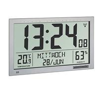 TFA Dostmann Radio Wall Clock XXL, 60.4517.54, with Temperature and Humidity, Large Display, Easy to Read, Silver, L 368 x B 29 (88) x H 230 mm
