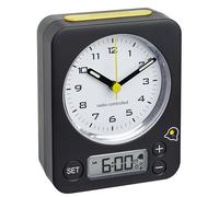 TFA Dostmann TFA 60.1511 Radio Controlled Alarm Clock Combo Various Colours Travel Alarm Clock Analogue Alarm (Black / Yellow)