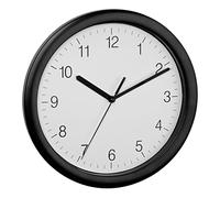TFA Dostmann Wall Clock 60.3064.01 Silent Sweep Movement Modern Classic Dial Quartz Clock Plastic Frame Battery Operated Black