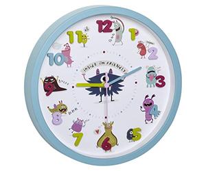 TFA Dostmann Wall Clock for Kids, 60.3051.20, non ticking, easy to learn the time, battery operated, turquoise