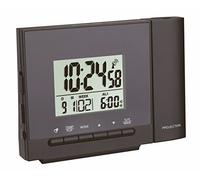 TFA Dostmann Wireless Projection Alarm Clock, 60.5013.01, Projection of Time/Temperature, Two Alarm Times, Charging Function for Mobile Devices, Black, (L) 126 x (W) 53 x (H) 93 mm