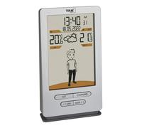 TFA Dostmann Weather Jack Wireless Weather Station 35.1166.54, Outdoor and Indoor Temperature, Weather Forecast, with Clothing Suggestions, Radio Clock, Silver, 146 x 82 x 27 (47) mm
