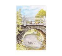 TFAFNF Winnie The Pooh on Stone Bridge Canvas Poster Bedroom Decor Landscape Decor Gift 12x18inch(30x45cm)