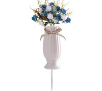 TFANUO Cemetery Vases with Spikes,Grave Vases for Cemetery with Metal Spikes and Drainage Holes,Cemetery Vases for Headstones Memorial Gifts (white)