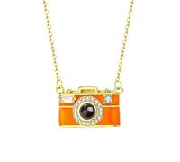 TFAOYS Camera Pendant Necklace Multilingual Projection Feature 100 Languages Compact Design Copper Jewelry Language Translator Jewelry Gift