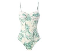 TFAOYS Conjoined Halters Back Swimming Low Waist Swimwear Padded Swimsuit Bra Push Up Beachwear Print Swimsuit Tight Fit for Women
