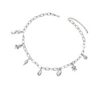 TFAOYS Kirsite Coastal Summers Necklace with Pearls Accents 18+3cm Chain Fashion Stackable Chain for Travel Accessories Adjustable Shell Pendant