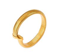 TFAOYS Modern Open End Snake Bangle with Brilliant Zircon Detail and Sturdy Stainless Steel Build Unique Accessory Crystal Snake Chain