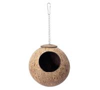 TFAOYS Natural Coconut Shell Bird House Shelter Place Rest Huts Nest with Soft Lining for Small Birds Parakeets and Lovebirds Bird House